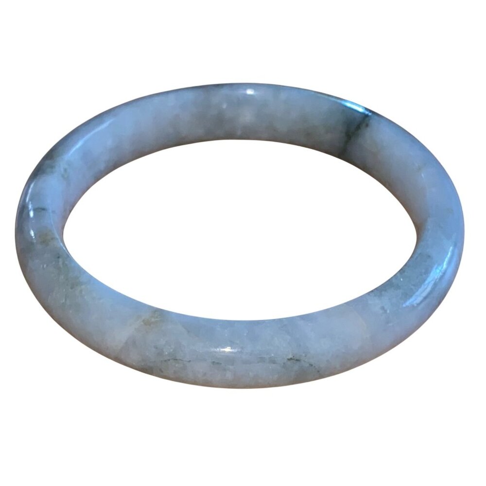 Jadeite Bangle Bracelet Grade A Natural Green Hues Polished Finish Elegant Desig
